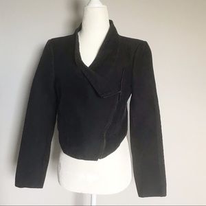 BCBGMaxAzria Cropped Side Zipper Jacket Black